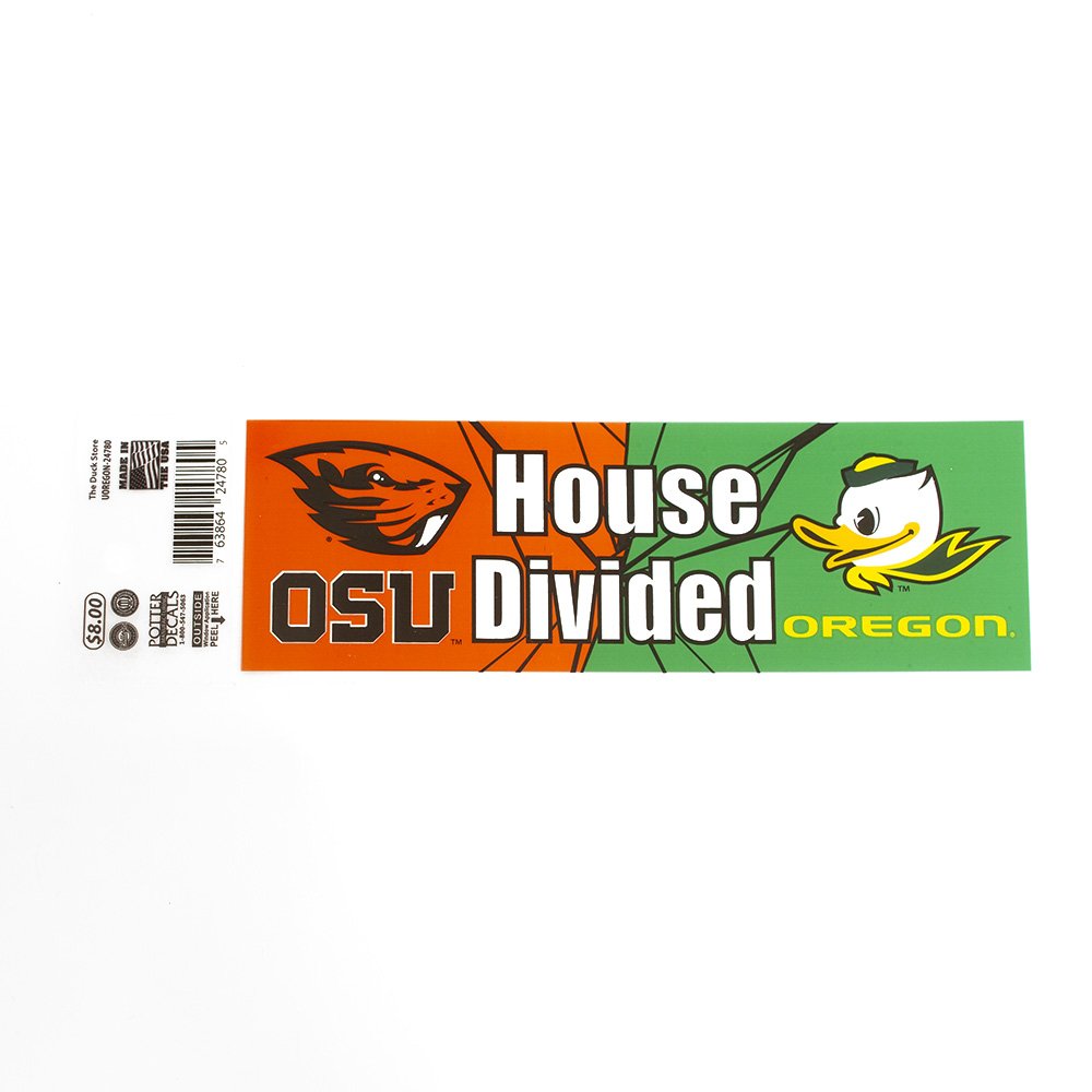 Oregon, Fighting Duck, OSU, House Divided, 2"x7", Decal